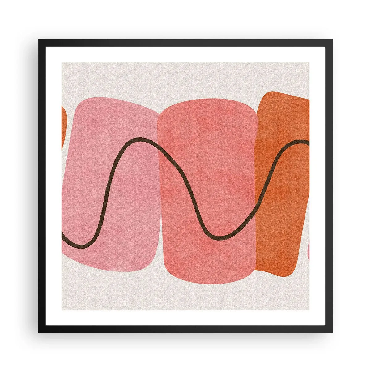 Poster in einem schwarzem Rahmen - Sanfte Bewegung der Formen - 60x60 cm