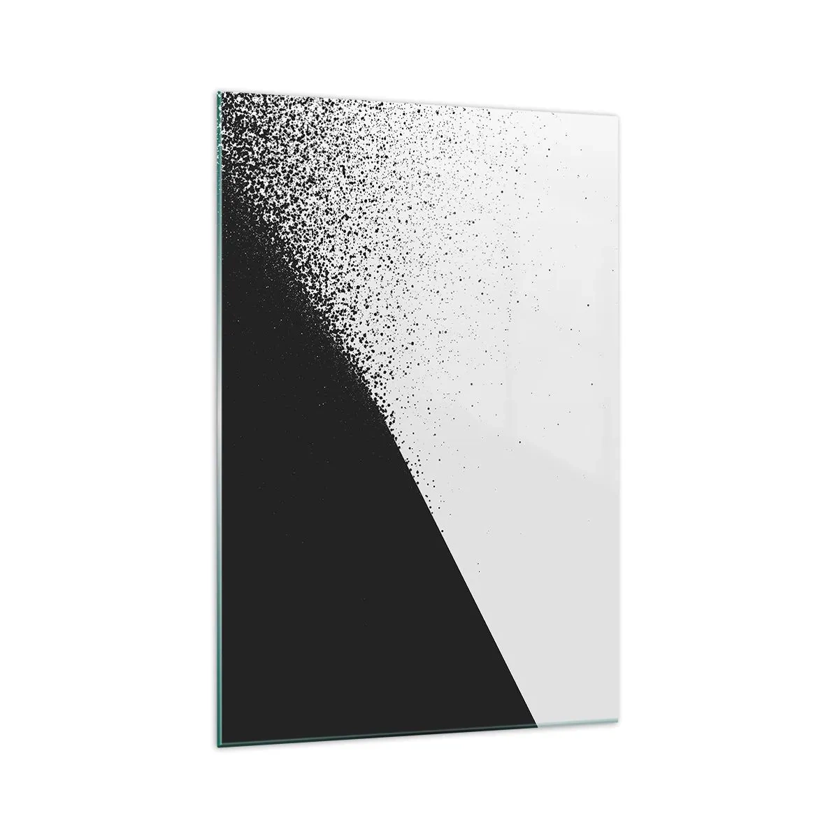 Glasbild - Bild auf glas - Minimalistische Abstraktion in Schwarz und Weiß mit verstreuten Punkten - 70x100cm - Immer schneller, immer mehr - Moderne Wanddekoration für Wohnzimmer und Schlafzimmer ARTTOR