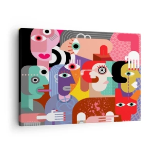 Bild auf Leinwand - Leinwandbild - Bunte Abstraktion mit geometrischen Flächen - 70x50cm - Wir sind von Herrn Picasso - Moderne Wanddekoration für Wohnzimmer und Schlafzimmer ARTTOR
