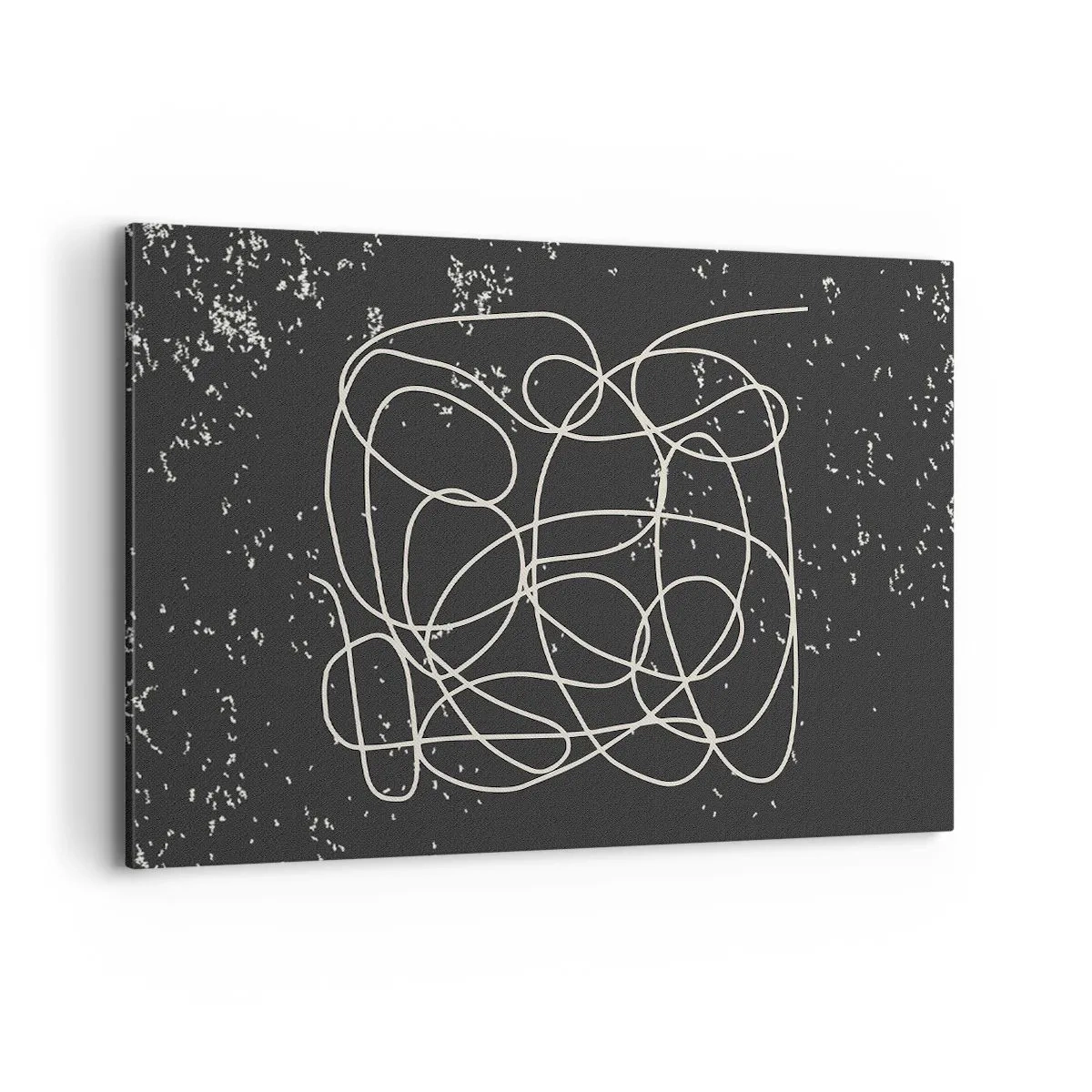 Bild auf Leinwand - Leinwandbild - Abstrakte Linie auf schwarzem Hintergrund mit feinen Details - 100x70cm - Wandernde, umherschweifende Gedanken - Moderne Wanddekoration für Wohnzimmer und Schlafzimmer ARTTOR