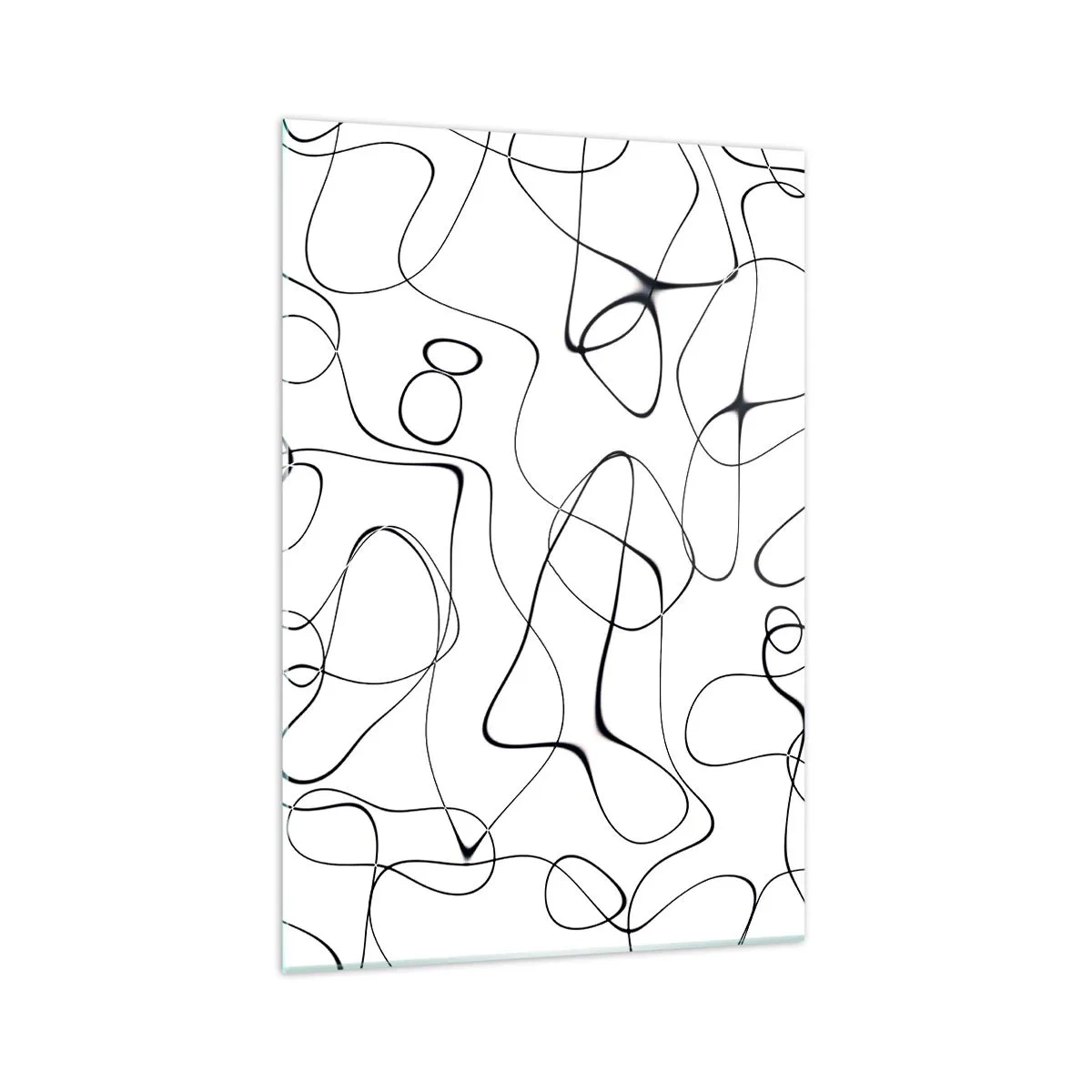 Glasbild - Bild auf glas - Abstrakte schwarze Linien auf weißem Hintergrund im minimalistischen Stil - 70x100cm - Lebenswege, Wechselfälle - Moderne Wanddekoration für Wohnzimmer und Schlafzimmer ARTTOR