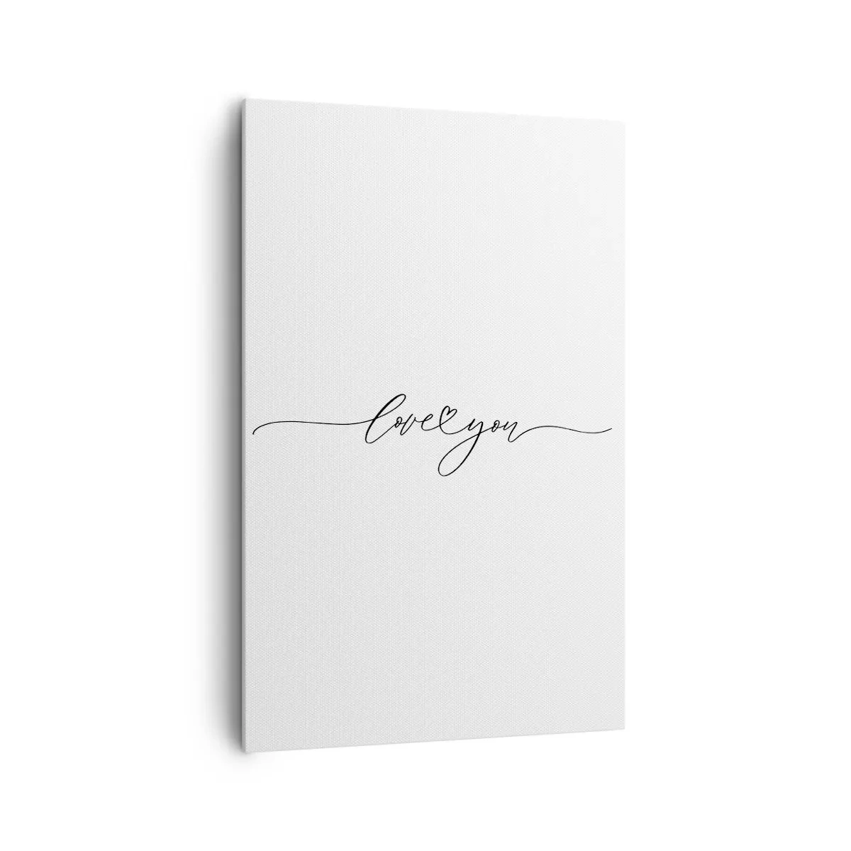 Bild auf Leinwand - Leinwandbild - Die Aufschrift „Ich liebe dich“ in eleganter Schriftart - 80x120cm - Schwarz auf weiß - Moderne Wanddekoration für Wohnzimmer und Schlafzimmer ARTTOR