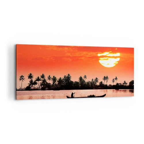 Bild auf Leinwand - Leinwandbild - Die Ruhe der Tropen bei Sonnenuntergang - 100x40 cm