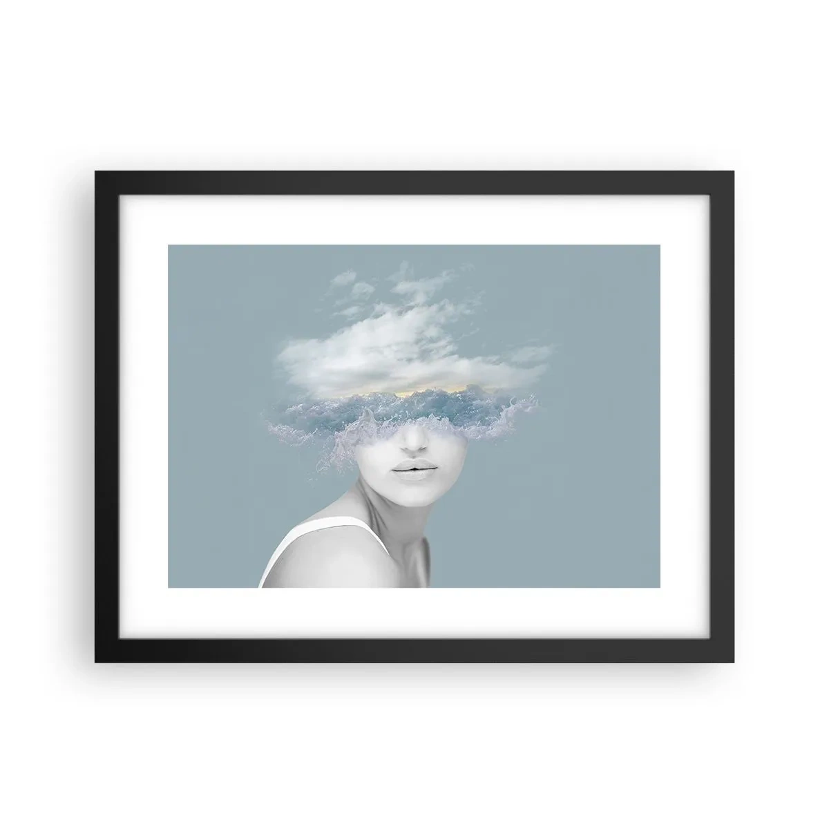 Poster in einem schwarzem Rahmen - Mit dem Kopf in den Wolken - 40x30 cm