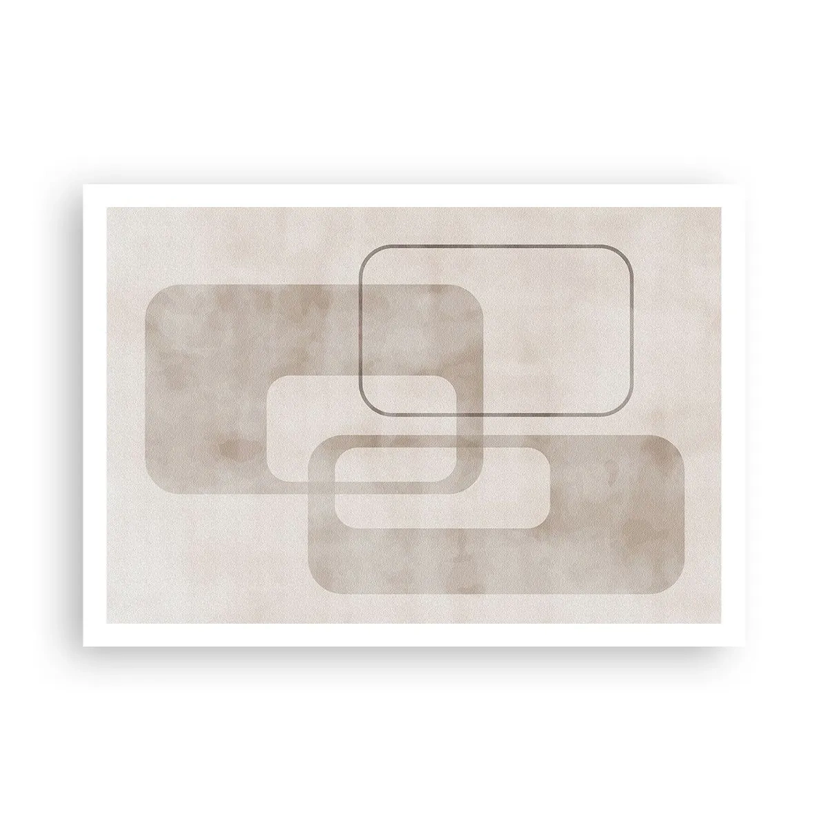 Poster - Eine minimalistische Komposition mit Rechtecken in Beigetönen auf dezentem Hintergrund. - 100x70cm - Geometrische Fuge - Moderne Wanddekoration für Wohnzimmer und Schlafzimmer ARTTOR