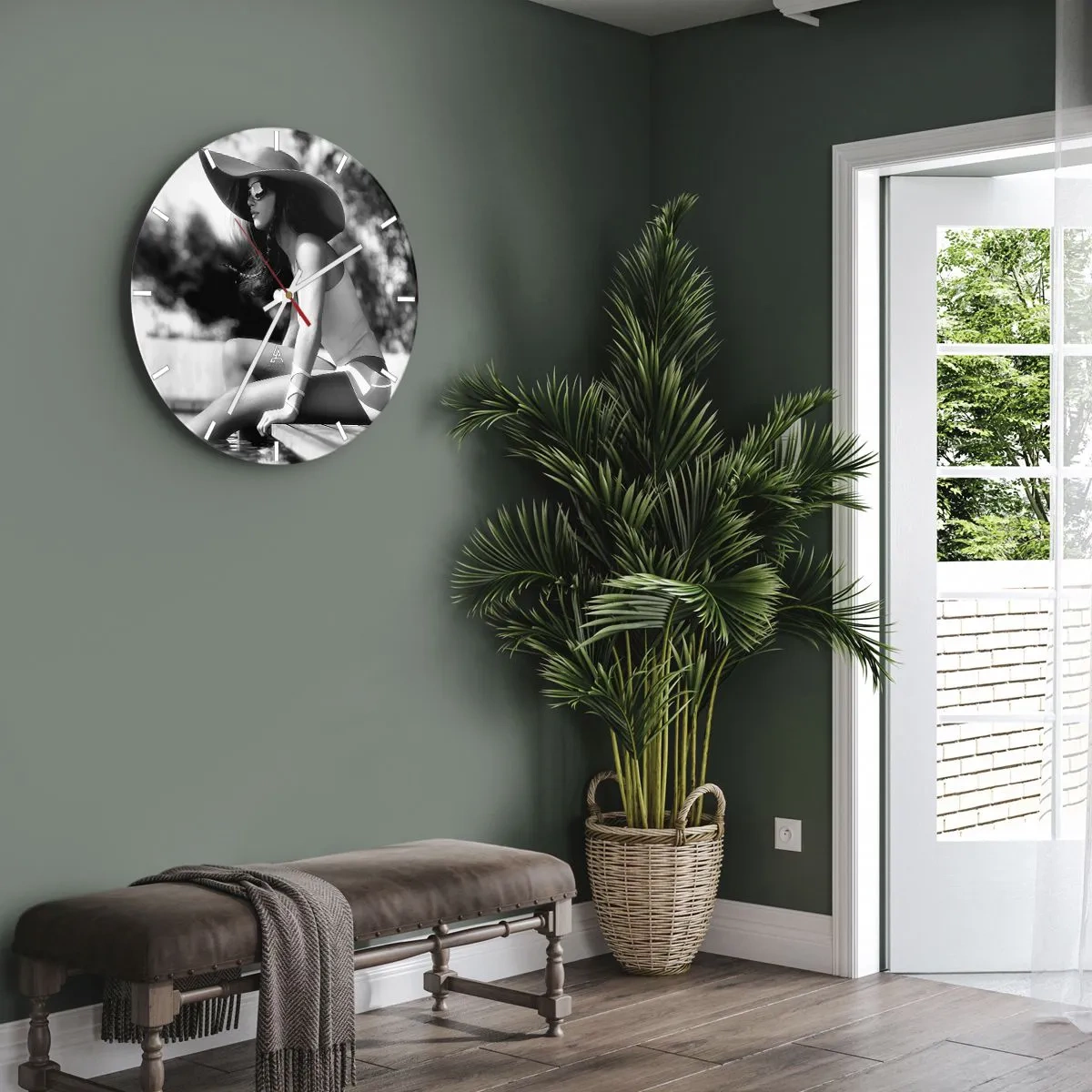 Wanduhr - Glasuhr - Sommertraum - 40x40 cm