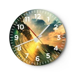 Wanduhr - Glasuhr - Surfer, wo bist du? - 30x30 cm