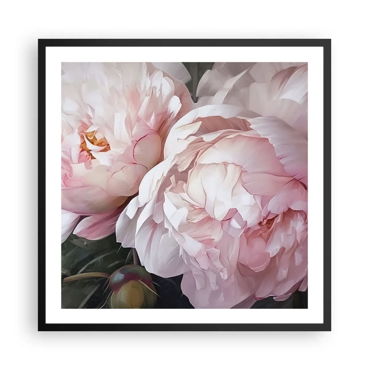 Poster in einem schwarzem Rahmen - In der Blüte angehalten - 60x60 cm