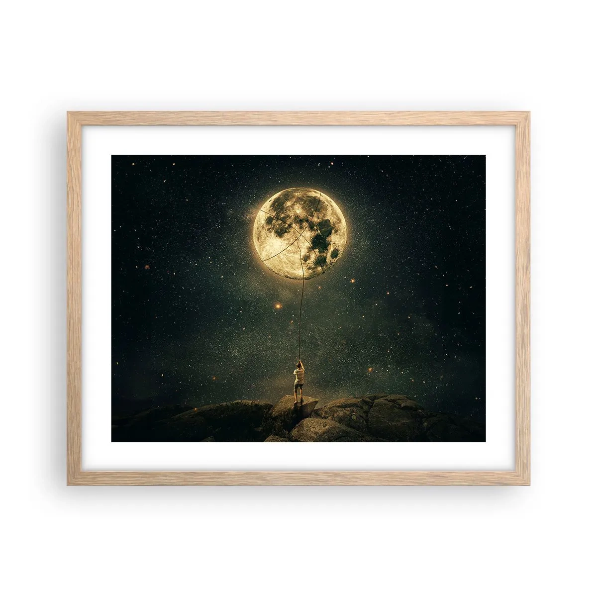Poster in einem Rahmen aus heller Eiche - Der Mann, der den Mond gestohlen hat - 50x40 cm