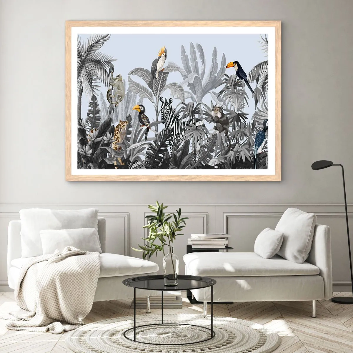 Poster in einem Rahmen aus heller Eiche - Afrikanisches Märchen - 100x70 cm