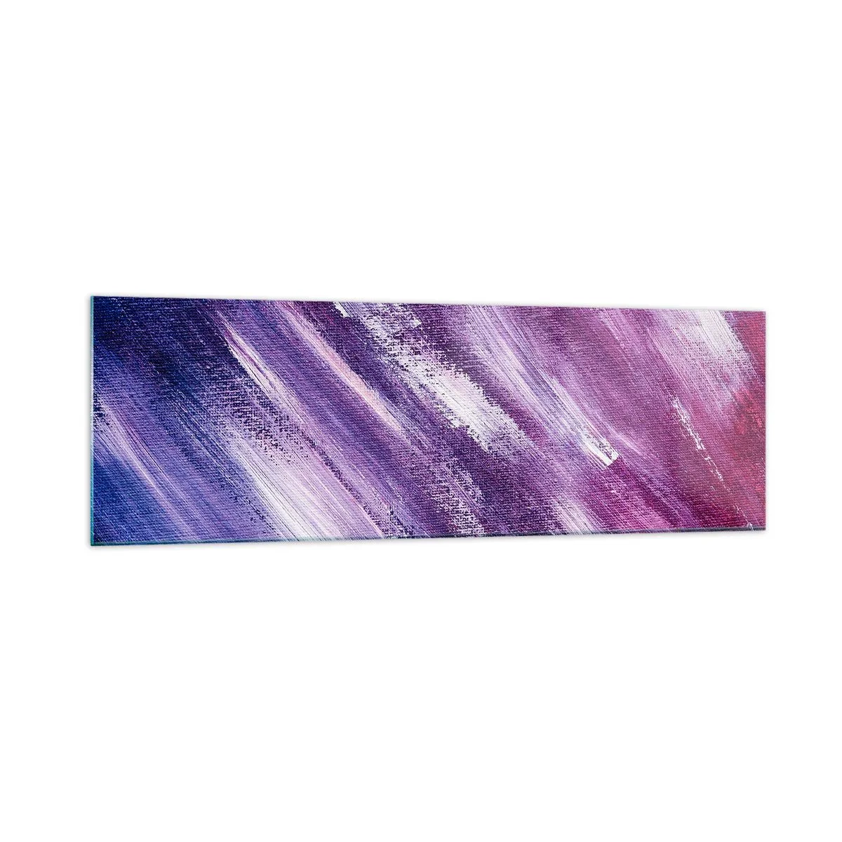 Glasbild - Bild auf glas - Abstrakte Pinselstriche in Lila- und Rosatönen - 160x50cm - Wenn der sonnige Wind weht - Moderne Wanddekoration für Wohnzimmer und Schlafzimmer ARTTOR