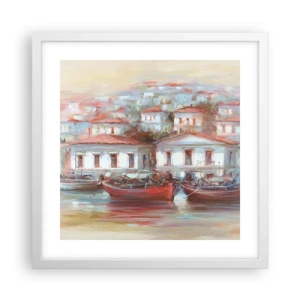 Poster in einem weißen Rahmen - Glückliche Stadt - 40x40 cm