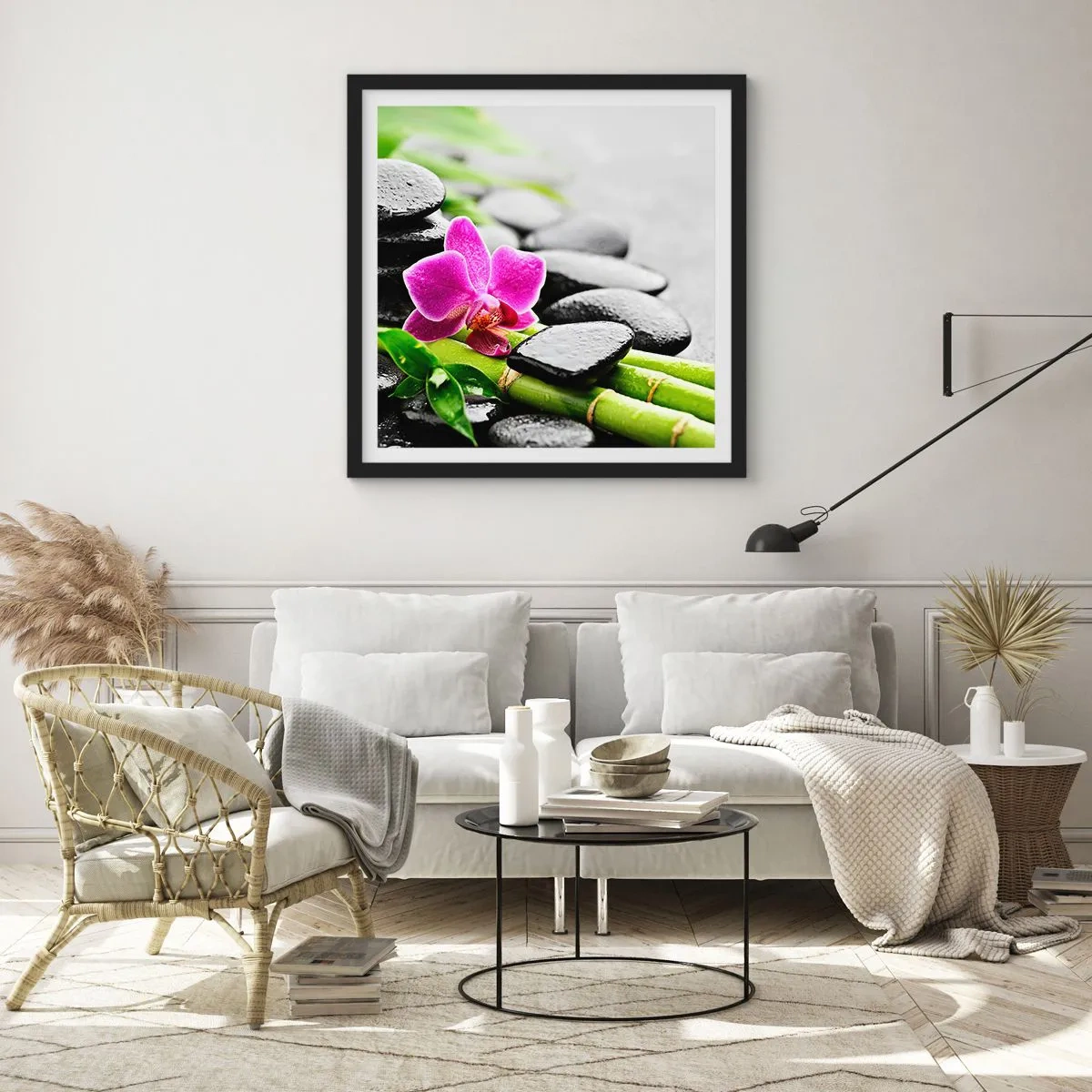 Poster in einem schwarzem Rahmen - In ruhiger Balance - 60x60 cm