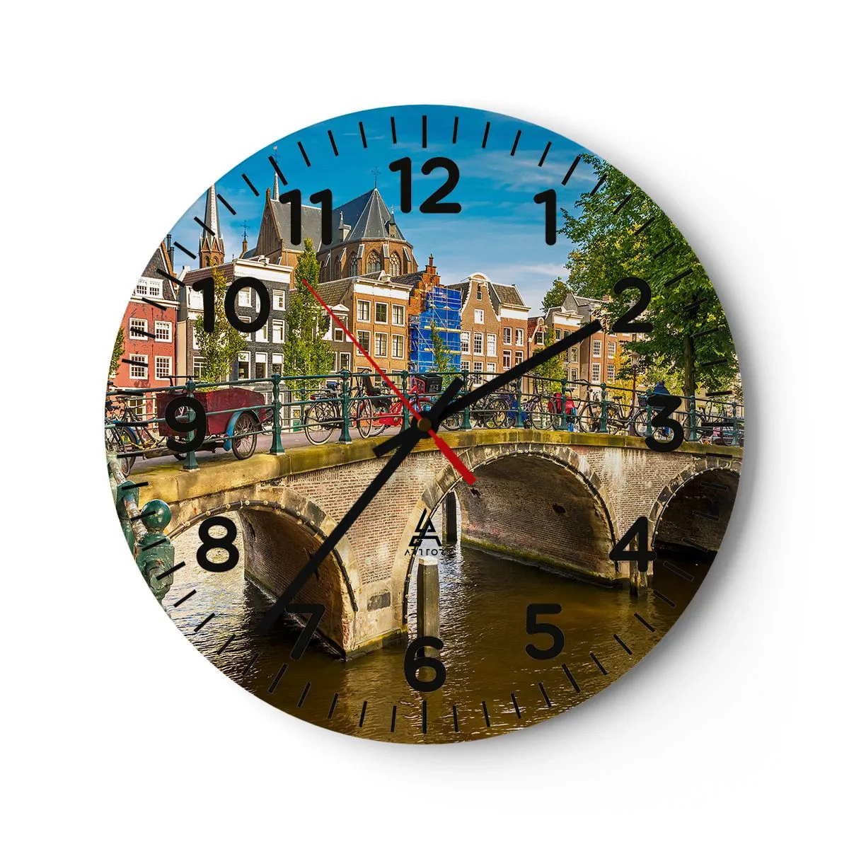 Wanduhr - Glasuhr - Frühling am Kanal - 30x30 cm