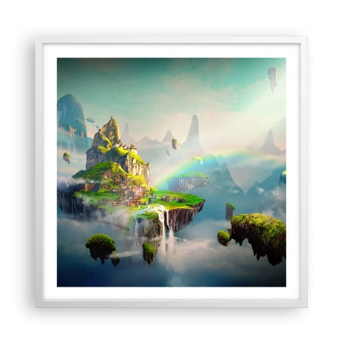 Poster in einem weißen Rahmen - Mitten am Himmel - glückliche Inseln - 60x60 cm