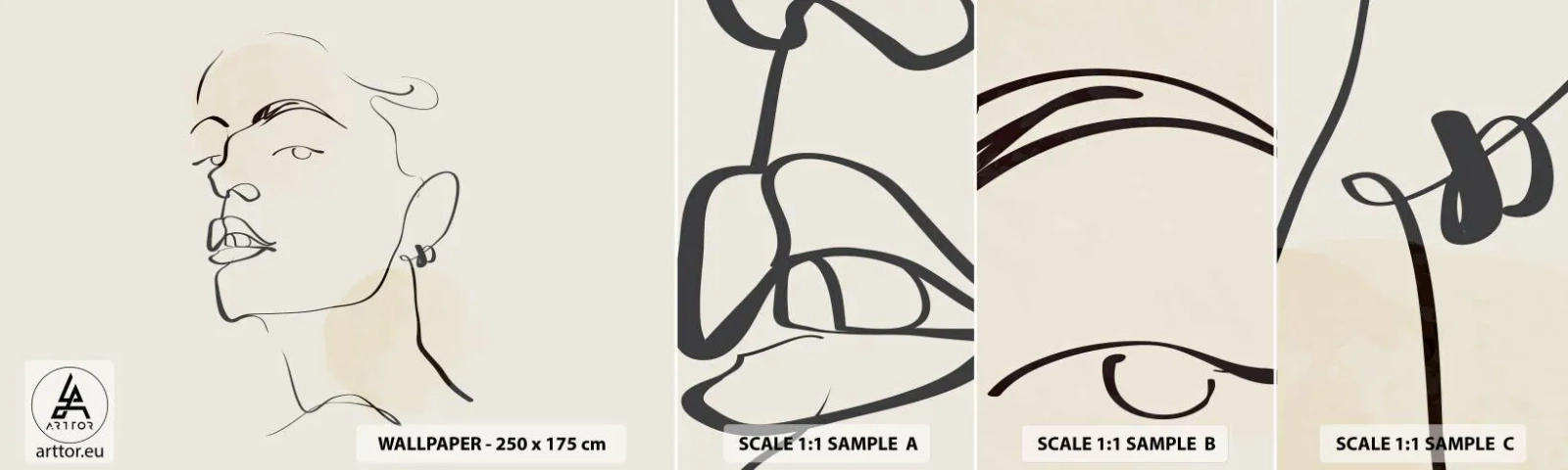 Fototapeten Muster Selbstklebend Deluxe Sticker - Ein stolzer Blick - Das Gesicht einer Frau, Porträt einer Frau, Grafik - 100x30 cm