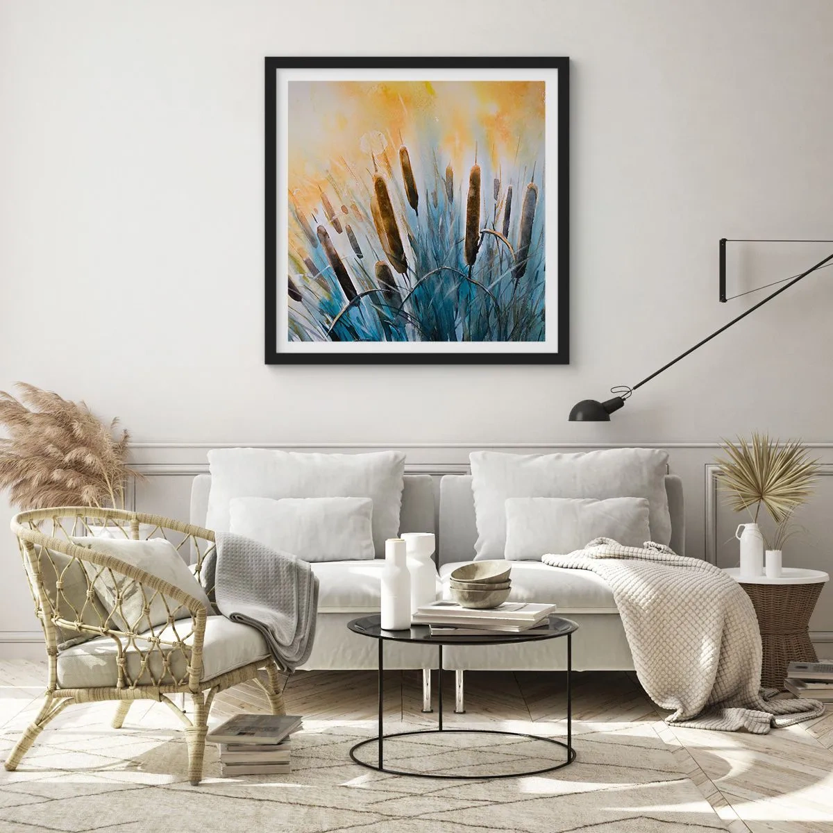 Poster in einem schwarzem Rahmen - Die Kälte des Wassers, die Hitze der Sonne - 60x60 cm