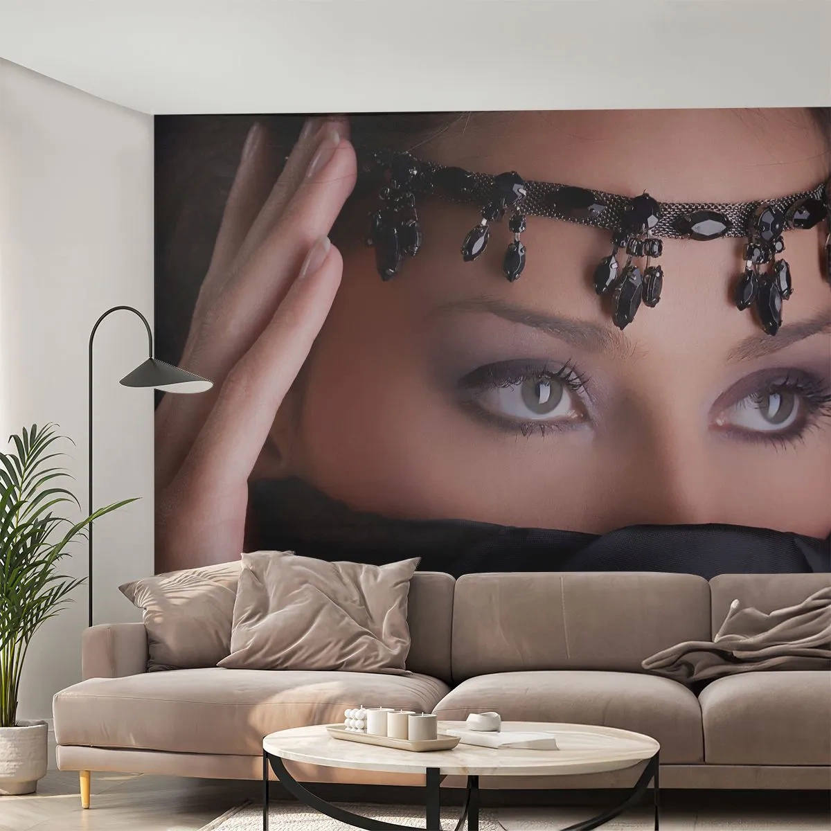 Fototapete Premium Canvas - Orientalisches verführerisches Geheimnis - Frau, Augen, Kultur - 150x105 cm