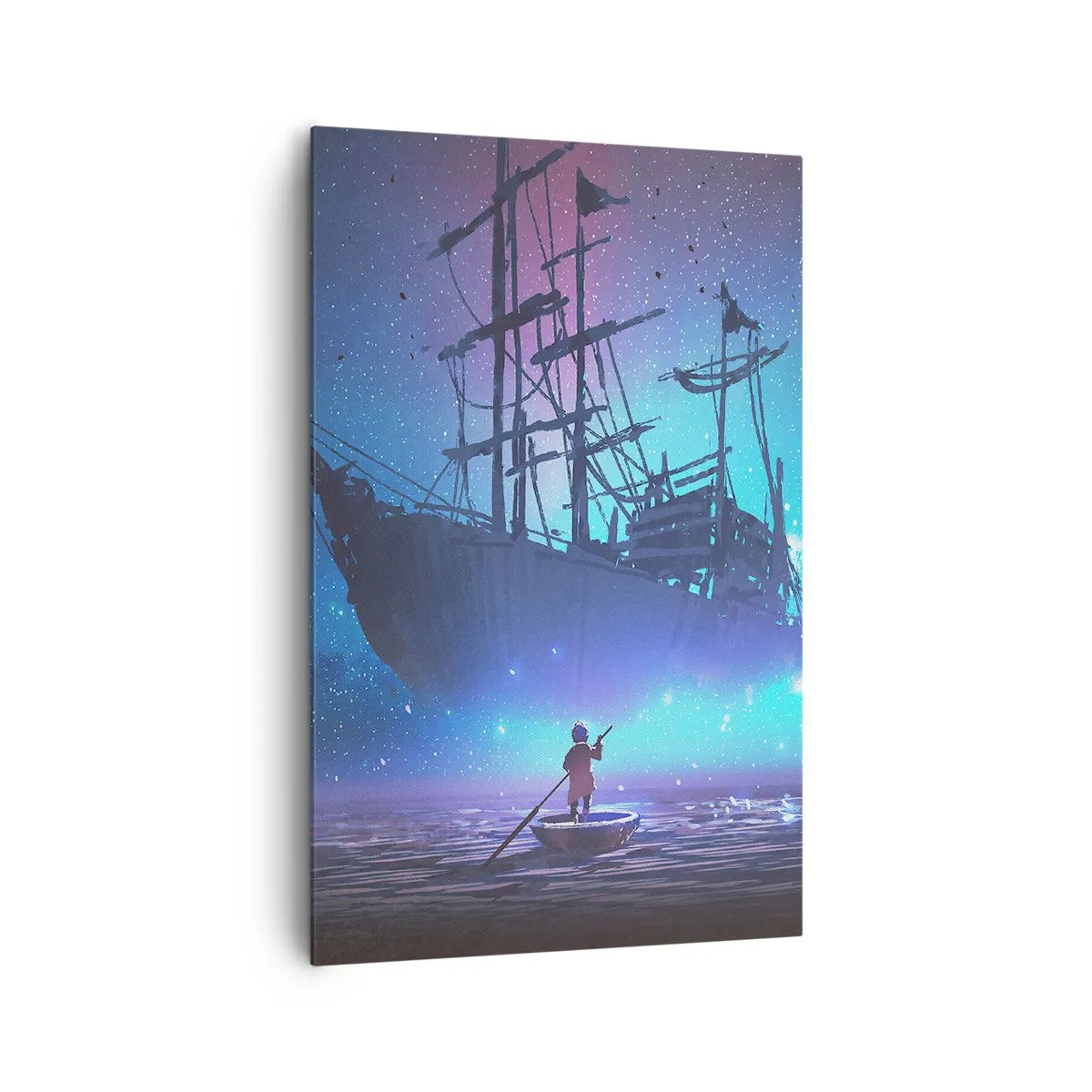 Bild auf Leinwand - Leinwandbild - Ein fantastisches Schiff vor dem Sternenhimmel - 80x120cm - Begegnung mit dem Mythos des Meeres - Moderne Wanddekoration für Wohnzimmer und Schlafzimmer ARTTOR