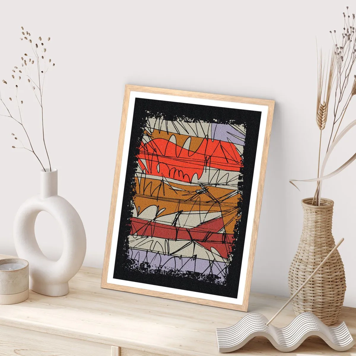 Poster in einem Rahmen aus heller Eiche - Spontane Komposition - 70x100 cm