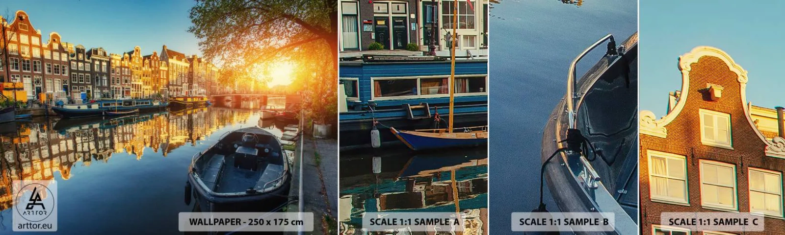 Fototapetenmuster Standard Eco - Morgen in Amsterdam - Stadt, Amsterdam, Die Architektur - 100x30 cm