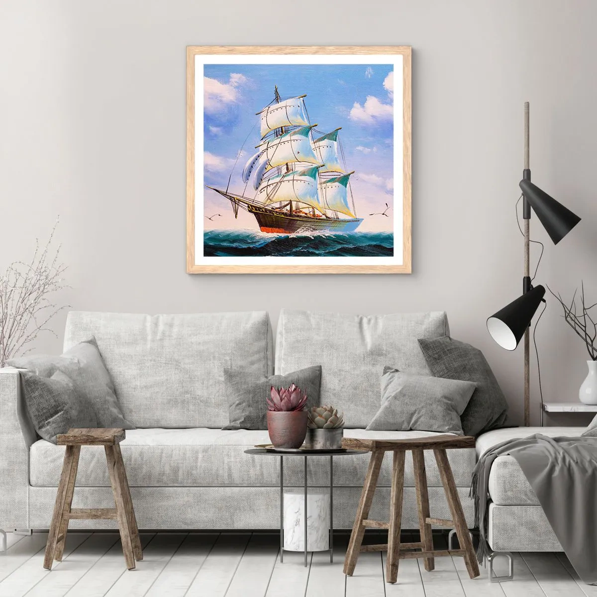 Poster in einem Rahmen aus heller Eiche - Mit Stolz mit dem Wind - 50x50 cm