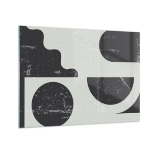 Glasbild - Bild auf glas - Abstrakte geometrische Grafiken mit Abschürfungen - 70x50cm - Komposition oben und unten - Moderne Wanddekoration für Wohnzimmer und Schlafzimmer ARTTOR