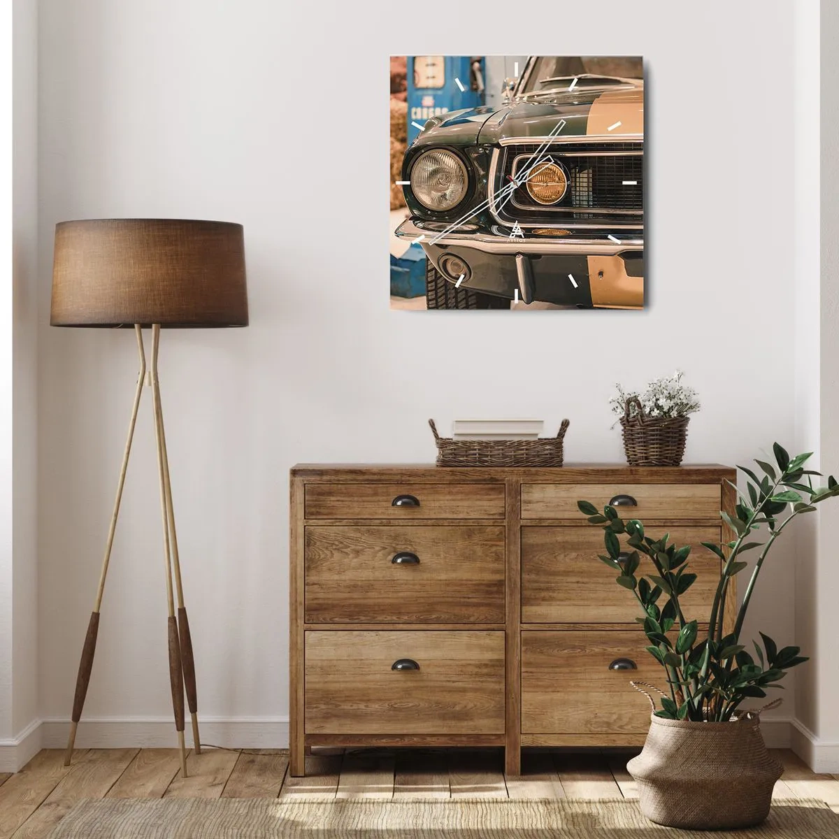 Wanduhr - Glasuhr - Treffen mit einer Legende - 40x40 cm