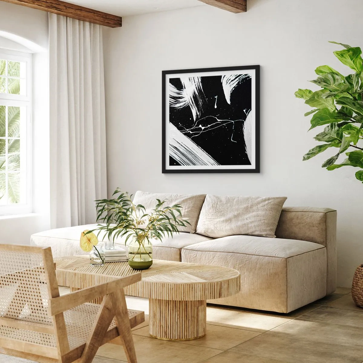 Poster in einem schwarzem Rahmen - Dunkelheit durchbrechen - 30x30 cm