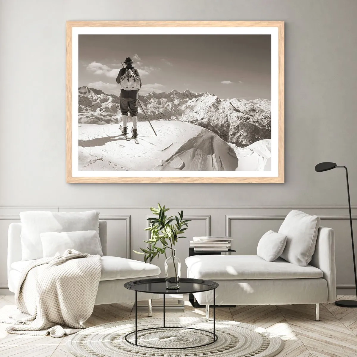 Poster in einem Rahmen aus heller Eiche - Und die Berge bleiben unverändert - 91x61 cm