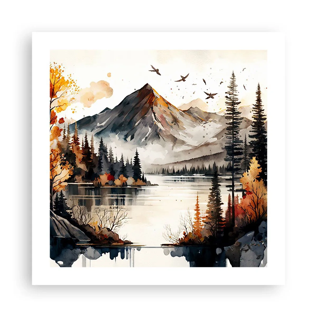 Poster - Goldener Herbst in den Bergen - 50x50 cm