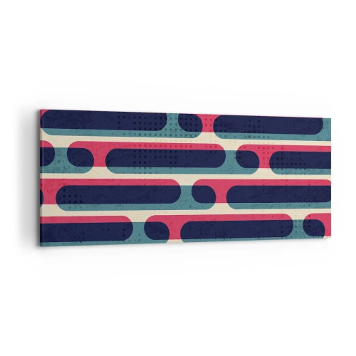 Bild auf Leinwand - Leinwandbild - Geometrisches Retro-Muster mit Pastellfarben - 120x50cm - In die Tiefe und vorwärts - Moderne Wanddekoration für Wohnzimmer und Schlafzimmer ARTTOR