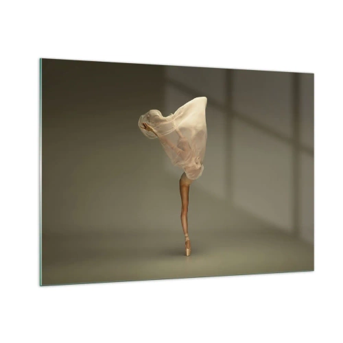 Glasbild - Bild auf glas - Eine Tänzerin in zarter Pose mit hochgezogenem Schleier - 100x70cm - Es wird bald auffliegen - Moderne Wanddekoration für Wohnzimmer und Schlafzimmer ARTTOR