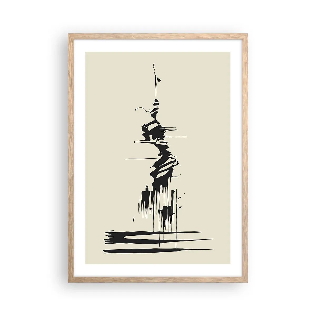 Poster in einem Rahmen aus heller Eiche - Hastige Abstraktion - 50x70 cm