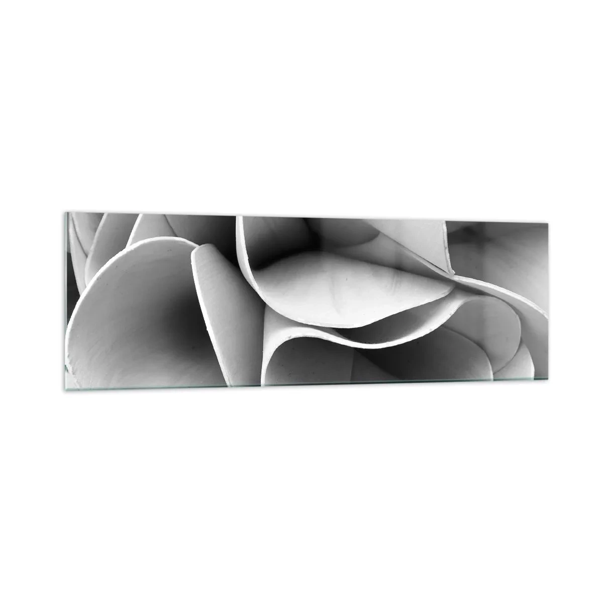 Glasbild - Bild auf glas - Schwarz-weiße Details abstrakter Formen - 160x50cm - Es passiert im Weltraum - Moderne Wanddekoration für Wohnzimmer und Schlafzimmer ARTTOR