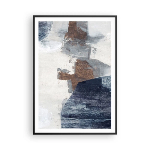 Poster in einem schwarzem Rahmen - Blaue und braune Formen - 70x100 cm
