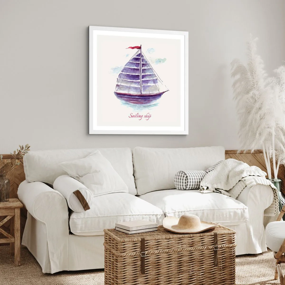 Poster in einem weißen Rahmen - Volle Segel und ruhiges Wasser - 60x60 cm