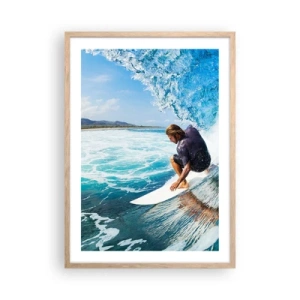 Poster in einem Rahmen aus heller Eiche - Tanzen mit den Wellen - 50x70 cm