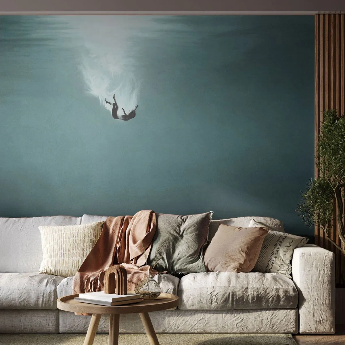 Fototapete Premium Canvas - In den Armen des Ozeans - Wasser, Minimalismus, Unterwasser - 500x350 cm