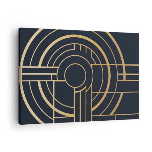 Bild auf Leinwand - Leinwandbild - Geometrisches Muster mit goldenen Linien - 70x50cm - Wendungen der Dinge - Moderne Wanddekoration für Wohnzimmer und Schlafzimmer ARTTOR