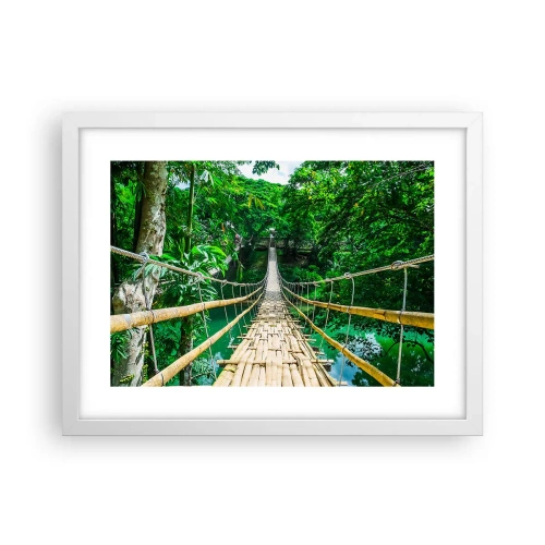 Poster in einem weißen Rahmen - Monkey Bridge über das Grün - 40x30 cm