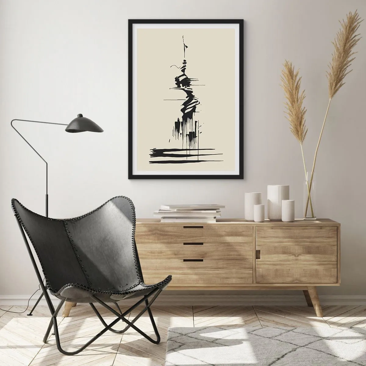 Poster in einem schwarzem Rahmen - Hastige Abstraktion - 30x40 cm