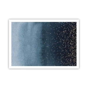 Poster - Blaue Farbverläufe mit dezenten Goldakzenten - 100x70cm - Komposition - blaue Phasen - Moderne Wanddekoration für Wohnzimmer und Schlafzimmer ARTTOR