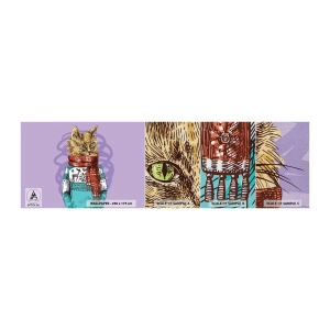 Fototapeten Muster Premium Canvas - Die Katze nicht nur in Schuhen - Abstraktion, Katze, Wollpullover - 100x30 cm