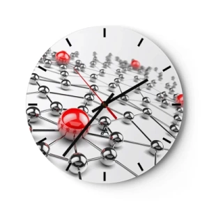 Wanduhr - Glasuhr - Silbriges Netz - 40x40 cm