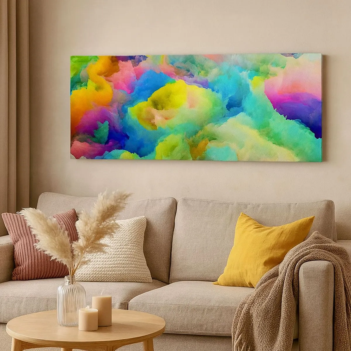 Bild auf Leinwand - Leinwandbild - Regenbogen unten - 100x40 cm