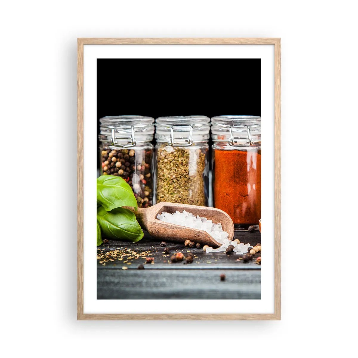 Poster in einem Rahmen aus heller Eiche - Für einen Geschmack des Lebens - 50x70 cm