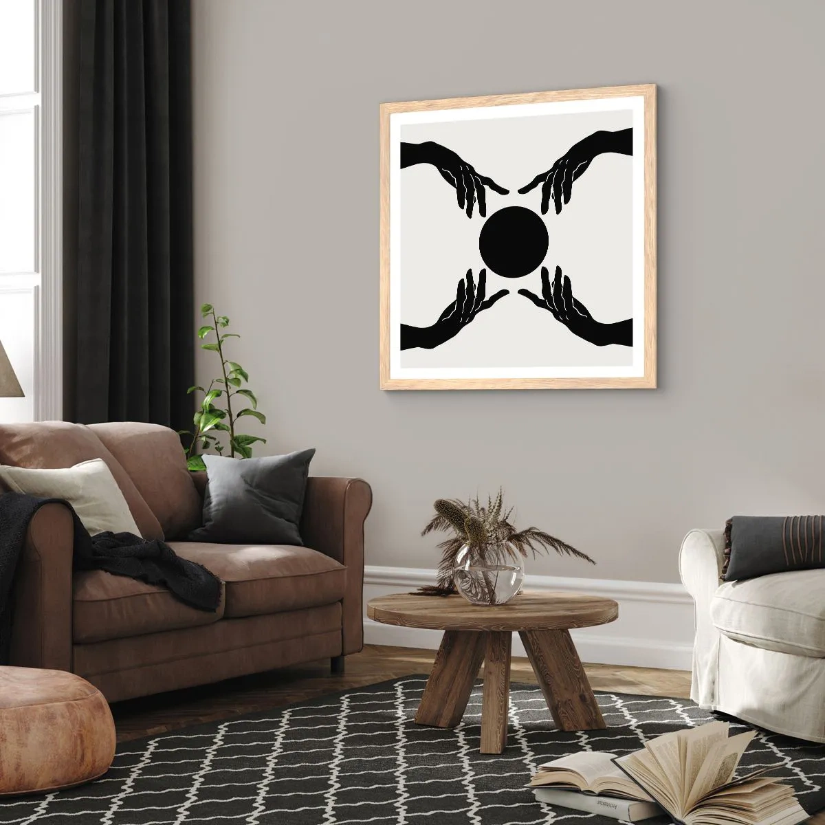 Poster in einem Rahmen aus heller Eiche - Geheimes Zeichen - 50x50 cm
