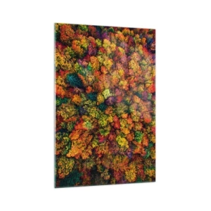 Glasbild - Bild auf glas - Bunte Baumkronen in der Herbstpalette - 70x100cm - Blumenstrauß aus Herbstbäumen - Moderne Wanddekoration für Wohnzimmer und Schlafzimmer ARTTOR