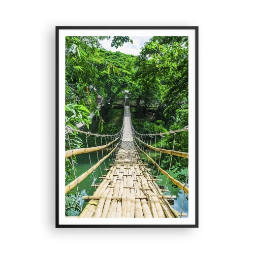 Poster in einem schwarzem Rahmen - Monkey Bridge über das Grün - 70x100 cm
